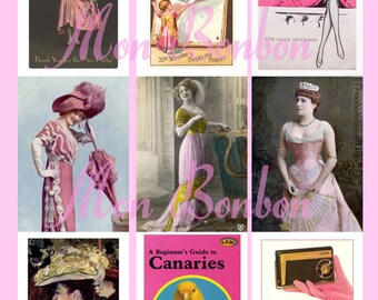 Vintage and Retro Pink Digital Download Collage Sheet  AtC sized 2.5 x 3.5 - DIY Printables - INSTANT DOWNLOAD