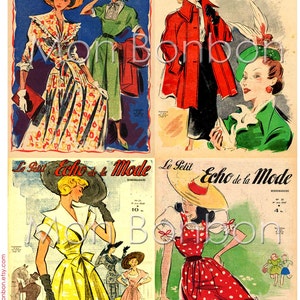 Vintage Franse modetijdschriftomslagen set nr. 2 digitaal collagevel - DIRECT DOWNLOADEN