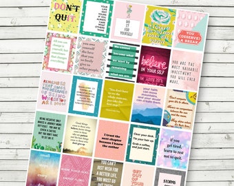 Encouragement Motivational Quotes Sticker Sheet - Print at Home - Print Sheet for Life Planner - fits Erin Condren Life Planner - Instant DL