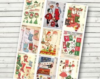 Vintage Weihnachten Schnittmuster Anhänger Collage Sheet - INSTANT DOWNLOAD - Digital Christmas Tags - Christmas ATC - Print at Home
