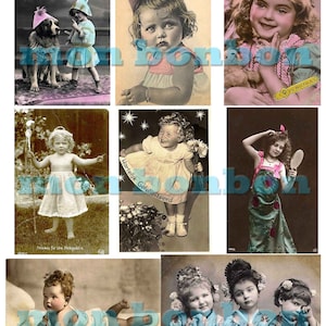 Vintage Kid Photos No.5 Digital Download Collage Sheet Mixed Media Supply AtC - DIY Printable - INSTANT DOWNLOAD