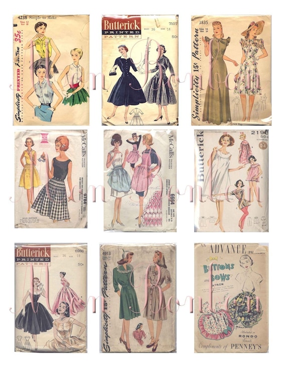 hemel Misleidend Snelkoppelingen Vintage Retro Dames Jurk en Kleding Naaipatronen Collage Blad - Etsy België