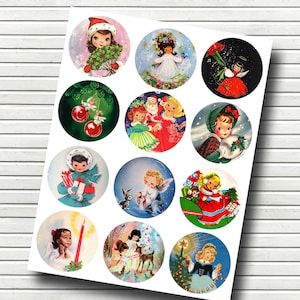 2.5 inch Circles Christmas Kids Clipart for Christmas Tags -  Cupcake Toppers - ornaments - Scrapbooking - DIY Printables - INSTANT DOWNLOAD