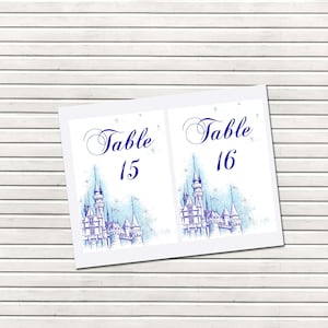 Princess Wedding Table Numbers - Instant Download, Print at Home, Cinderella Wedding Table Numbers 4x6, Princess Wedding Supplies DIY