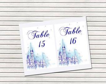 Princess Wedding Table Numbers - Instant Download, Print at Home, Cinderella Wedding Table Numbers 4x6, Princess Wedding Supplies DIY