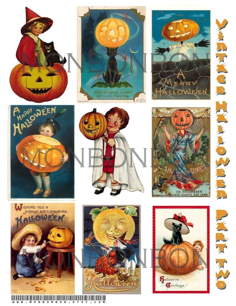 Vintage Halloween Postcards Set No.2 DIY Printables - Etsy