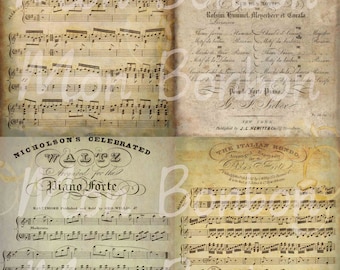 Vintage Music Sheets Digital Collage Sheet - INSTANT DOWNLOAD