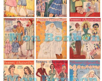 Vintage Fashion Magazine Covers Digital Download Collage Sheet - INSTANT DOWNLOAD