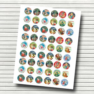 Eén inch cirkels van vintage kerstboeken voor tags - Cupcake Toppers - ornamenten - Scrapbooking - DIY Printables - INSTANT DOWNLOAD