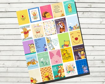 Winnie The Pooh Planner Sticker Sheet - Print at Home - Hundred Acre - Tigger - Pooh Bear - fits Erin Condren Planner - 1.5 x 1.9 inches