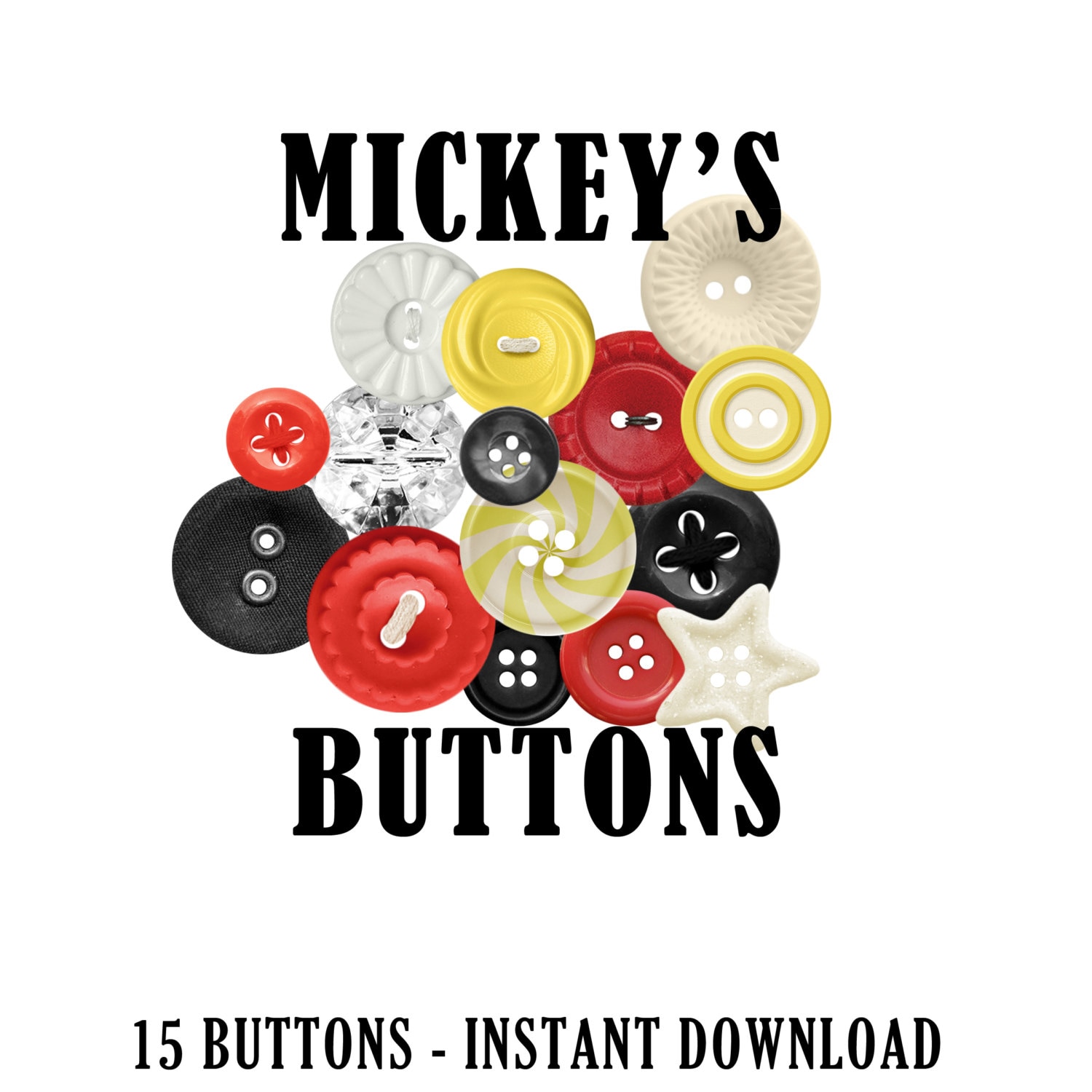 Mickey's Buttons 15 Theme Park Buttons Mouse Clip Art Etsy