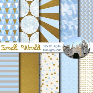 Small World Inspired 12x12 Digital Paper Pack pour le scrapbooking numérique, les fournitures de fête, etc. -TÉLÉCHARGEMENT INSTANTANÉ