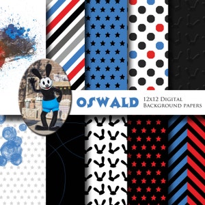 Oswald Inspired Digital Paper Backgrounds Pack - 12x12  - INSTANT DOWNLOAD