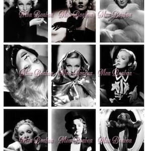 Marlene Dietrich Digital Collage Sheet - Black and White Photos - DIY Printable - INSTANT DOWNLOAD
