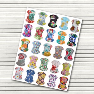 May include: A sheet of 24 vintage-style fabric spool stickers. The stickers are in various colors and patterns, including floral, plaid, and geometric designs.