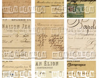 Vintage French Ledgers and Documents AtC Backgrounds Collage Sheet  No. 3366 - DIY Printable - INSTANT DOWNLOAD