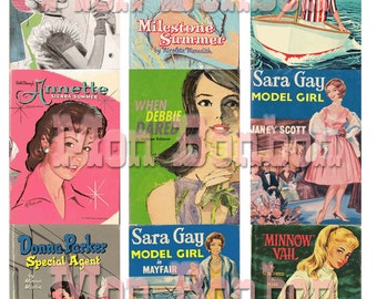 Vintage Retro Teen Series Book Covers Digital Collage Sheet use with your paper craft projects, cards, journals, atcs