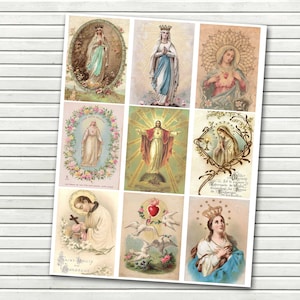 Cartes de prière vintage n° 5 numériques - cartes religieuses vintage - cartes religieuses de poche - taille ATC - 2,5 x 3,5 pouces - téléchargement immédiat