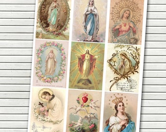 Vintage Prayer Cards no 5 Digital - Vintage Religious Cards - Religious Pocket Letter Cards - ATC size - 2.5 x 3.5 inches - instant download