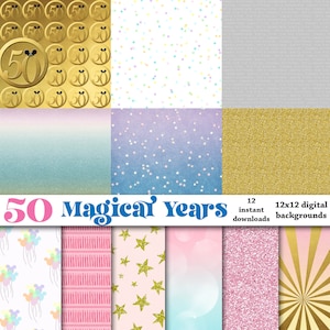 50th Anniversary Most Magical Celebration 12x12 Fondos de papel digital para scrapbooking digital, suministros para fiestas, etc . -DESCARGA INSTANTÁNEA
