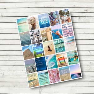 Beach Planner Sticker Sheet - Print at Home - Beach Motivational Planner Stickers - DIY - fits Erin Condren Life Planner - 1.5 x 1.9 inch