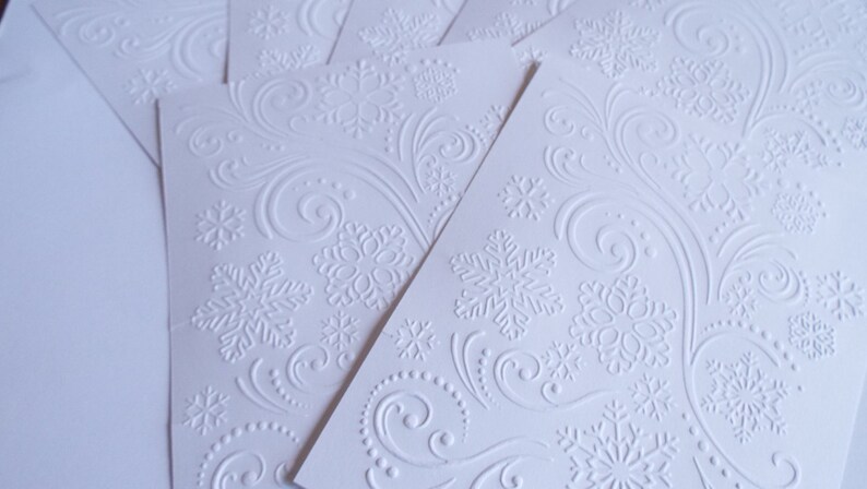 10 Snowflakes And Flurries Embossed White Cardstock Papers For Etsy