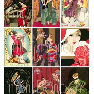 Vintage Flapper Girls AtC Collage Sheet for Download - DIY Printables - INSTANT DOWNLOAD