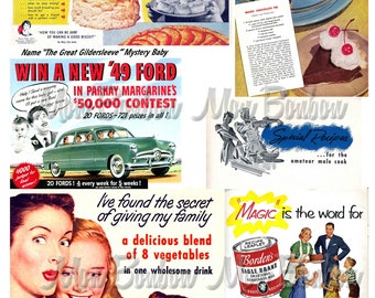Digital Collage Sheet of Vintage Retro Magazine Advertisements Collage Sheet No. 4 - INSTANT DOWNLOAD