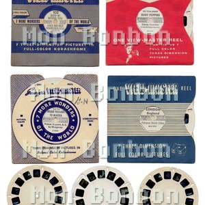 Vintage Viewmaster Digital Collage Sheet DIY you print INSTANT DOWNLOAD image 1