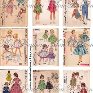 Vintage Retro Childrens Dress and Clothing Sewing Patterns Collage Sheet - INSTANT DOWNLOAD