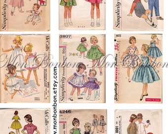 Vintage Retro Childrens Dress and Clothing Sewing Patterns Collage Sheet - INSTANT DOWNLOAD