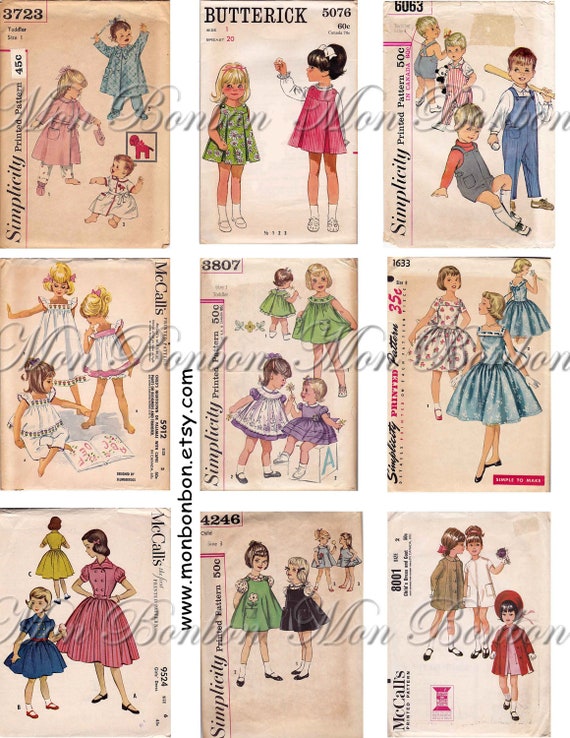 Vintage Retro Childrens Dress and Clothing Sewing Patterns Collage Sheet  INSTANT DOWNLOAD -  Norway