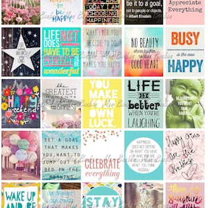 Happy Inspirational and Motivational Printable Sticker Sheet - Print at Home Happy Life Planner Quotes - fits Erin Condren Life Planner