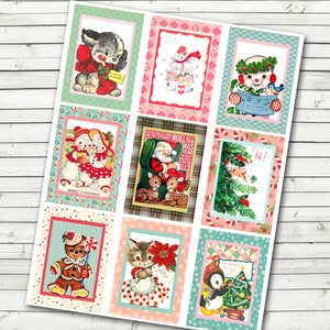 Vintage Christmas Tags - Instant Download - Christmas Labels, Pocket Letter, Christmas Gift Tags - Digital Collage Sheet - print at home