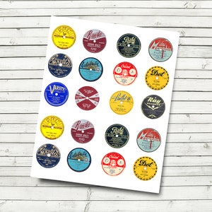 Vintage platenlabels 38 mm 1,5 inch digitaal collageblad ATC Mixed Media Clip Art Cupcake Toppers - INSTANT DOWNLOAD