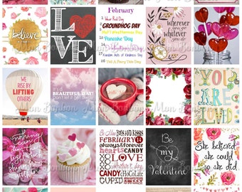 Hoja de cotización imprimible de febrero - San Valentín imprimible - Hoja de pegatinas mensuales de febrero - Impresión de bricolaje en casa - se adapta a Erin Condren Life Planner
