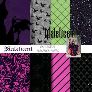 Maleficent Inspiriertes 12x12 Digitales Papier Pack für digitales Scrapbooking, Partyzubehör, etc - SOFORTIGER DOWNLOAD -