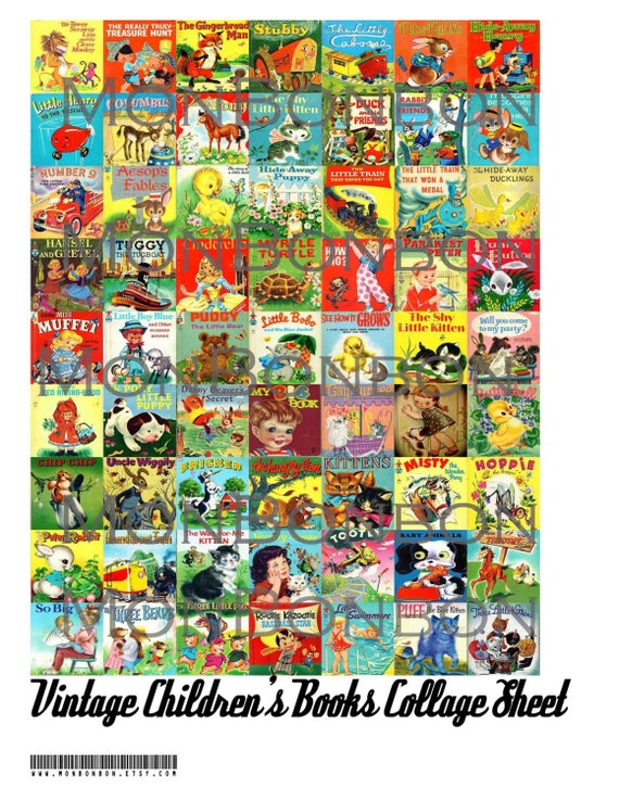 Digital Download 63 Vintage Childrens Books Collage Sheet Etsy Canada