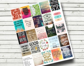 Quote Stickers - Planner Imprimible - Citas motivacionales - Life Planner Quotes - Descargar e imprimir - Fits Erin Condren Life Planner