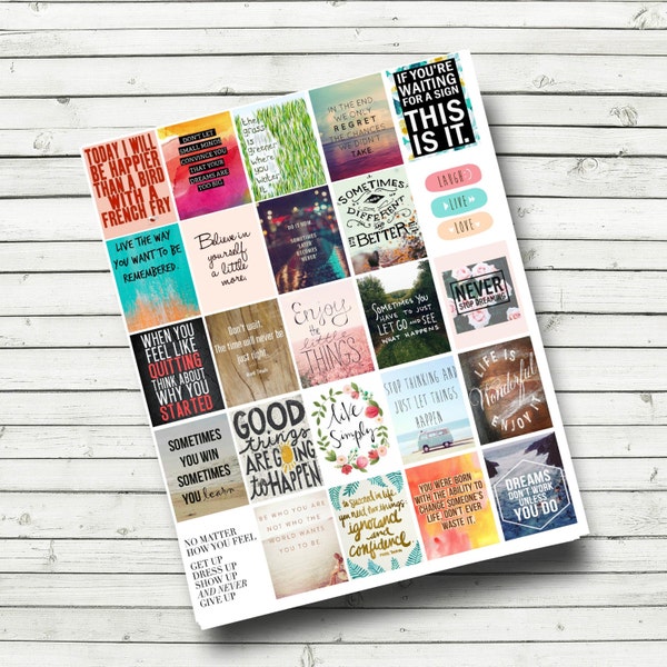 Quote Stickers - Planner Printable - Motivational Quotes - Life Planner Quotes - Download and Print - Fits Erin Condren Life Planner