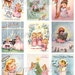 Retro Christmas Angels Digital Clipart Sheet - Pocket Letter Cards - Pastel Christmas - Vintage Pink Christmas Card Images- INSTANT DOWNLOAD 