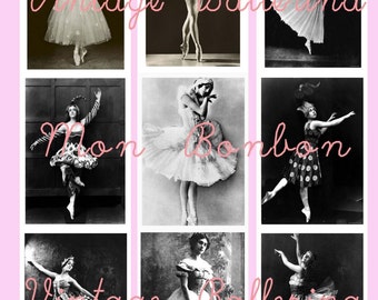 Vintage Ballerina ATC Digital Collage Sheet  2.5 x 3.5 sized-  Dance -  INSTANT DOWNLOAD