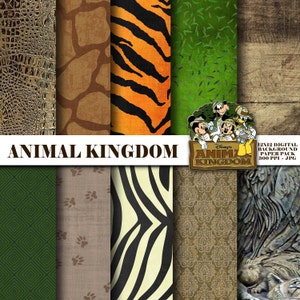Animal Kingdom Themed Digital Scrapbooking Background Papers - 12x12 300 ppi - DiY - INSTANT DOWNLOAD