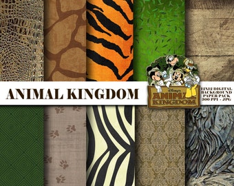 Animal Kingdom Themed Digital Scrapbooking Background Papers - 12x12 300 ppi - DiY - INSTANT DOWNLOAD