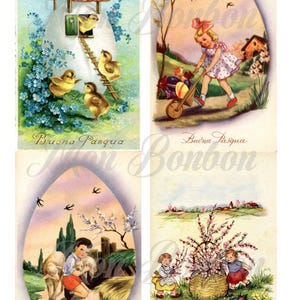 Italian Happy Easter Vintage Postcards -  Buona Pasqua - Easter Clipart Printables -  Vintage Easter - Easter Junk Journal Images