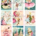 Digital Collage Sheet of Vintage Retro Kitschy Pink and Blue Christmas Cards - DIY Printable - INSTANT DOWNLOAD 