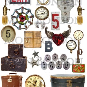 Digital Industrial Steampunk Images Collage Sheet .PnG - Digital Scrapbooking - DIY Printable - INSTANT DOWNLOAD