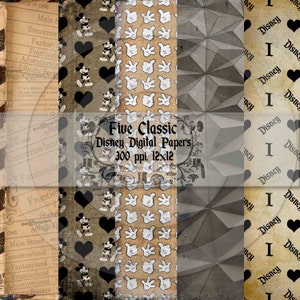 Classic MickeyTheme 12x12 Digital Paper Backgrounds for Digital Scrapbooking -INSTANT DOWNLOAD -