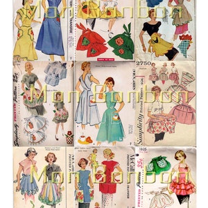 Vintage Apron Sewing Pattern Digital Collage Sheet  - INSTANT DOWNLOAD -attn  no actual pattern are sold, only collage sheet of patterns