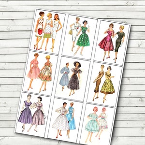 Mid Century Ladies - Vintage Retro Ladies Fashion Collage Sheet - INSTANT DOWNLOAD - ATCs, Pocket Letters, Mini Art, Tags, etc. Digital